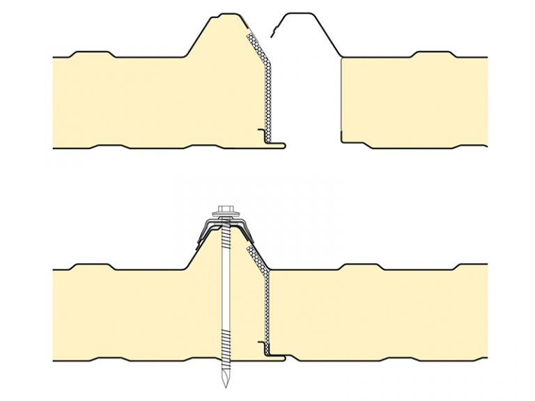 PUR Insulated Panel Topway Steel 2D Roof Joint 800